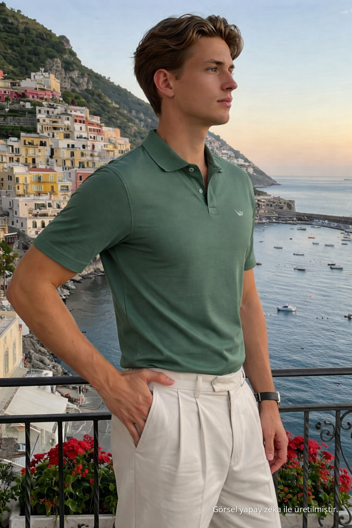 Erkek Basic %100 Pamuk Mint Polo Yaka Tişört 4