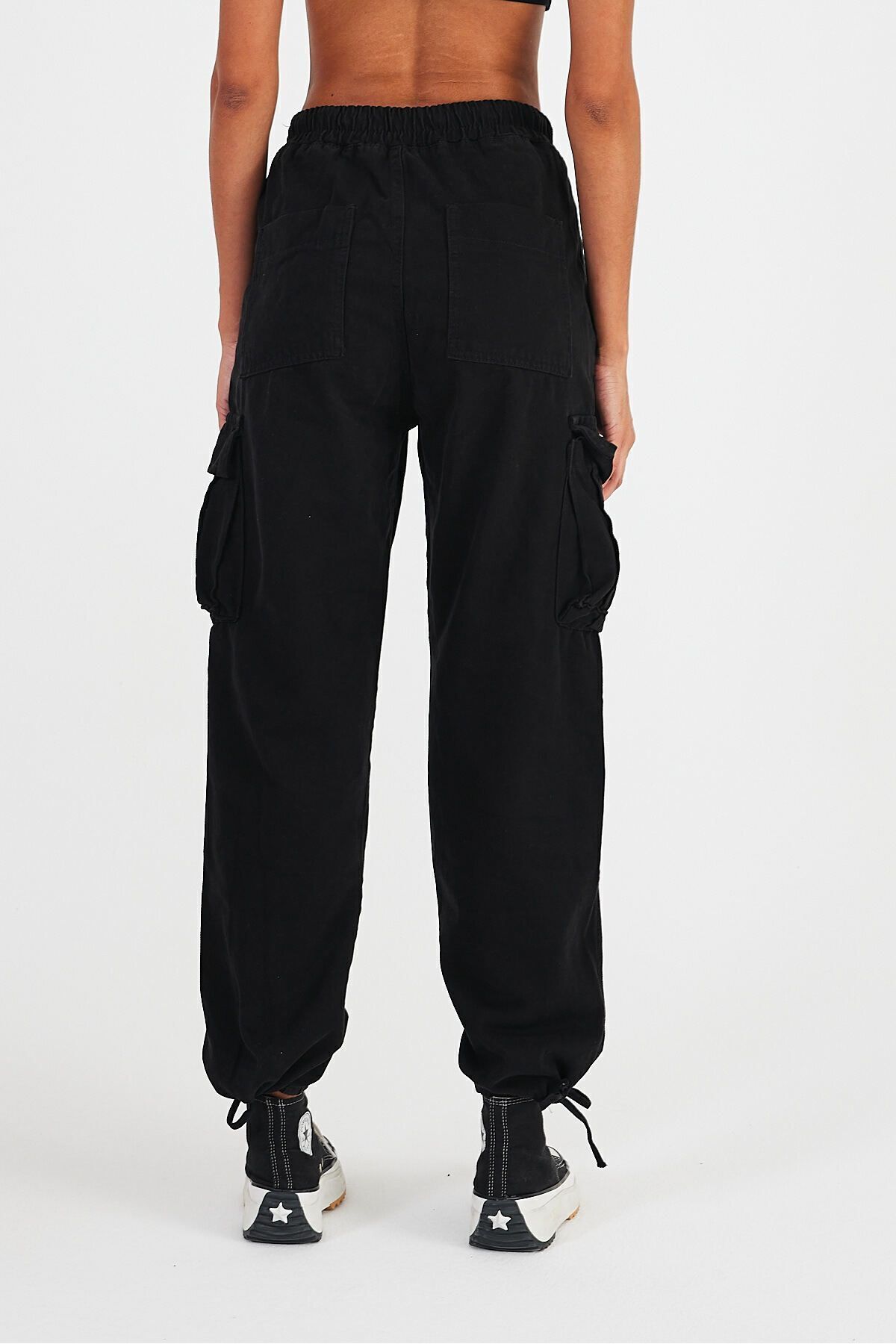 Kadın 2 Li Paket Pamuklu Baggy Jogger Kargo Cepli Pantolon Haki 7