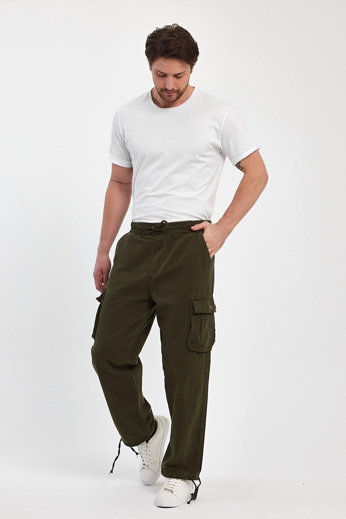 Erkek 2 Li Paket Pamuklu Baggy Jogger Kargo Cepli Pantolon Haki 4