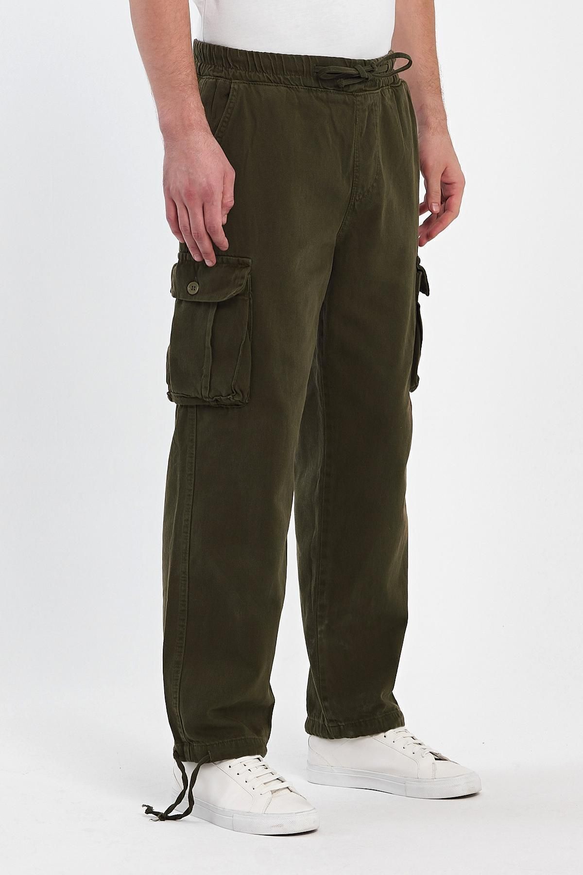 Erkek 2 Li Paket Pamuklu Baggy Jogger Kargo Cepli Pantolon Haki 3