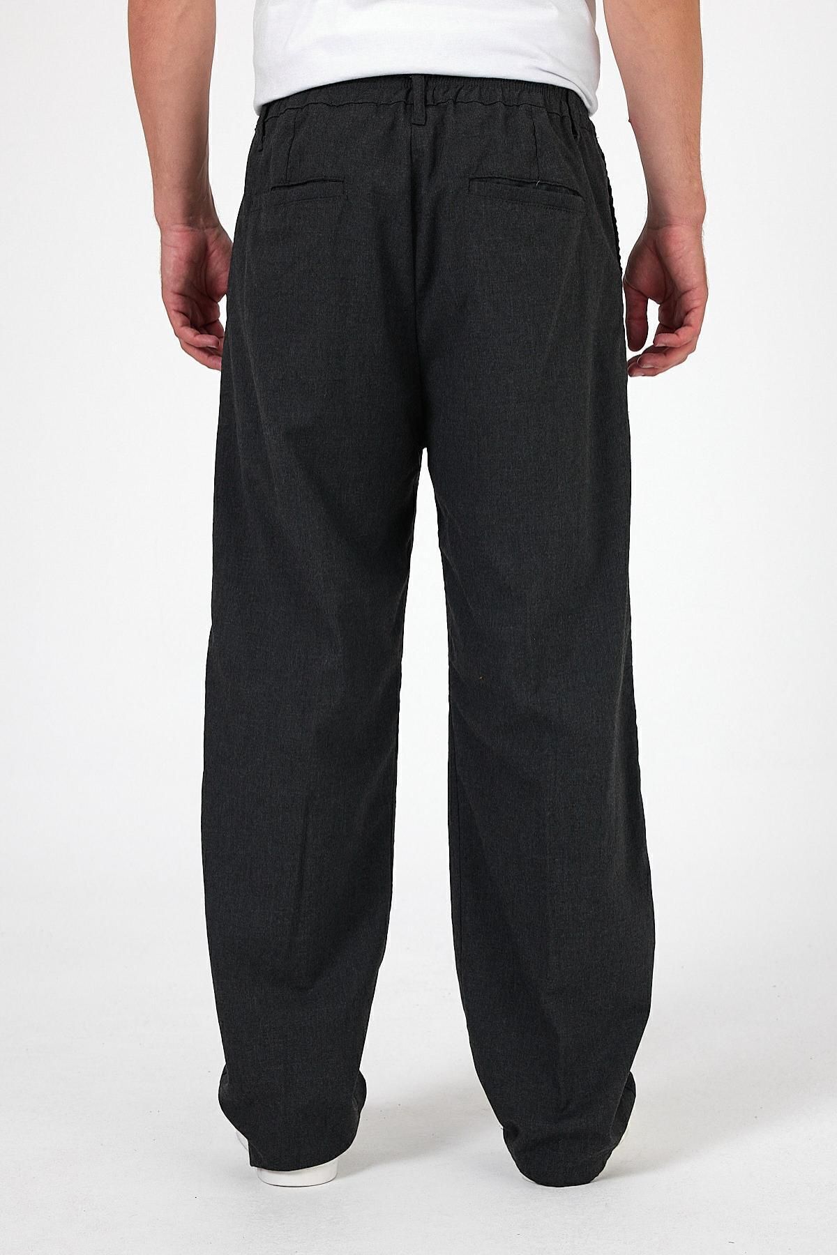 Erkek Oversize Esnek Bol Paça Antrasit Baggy Pantolon 5