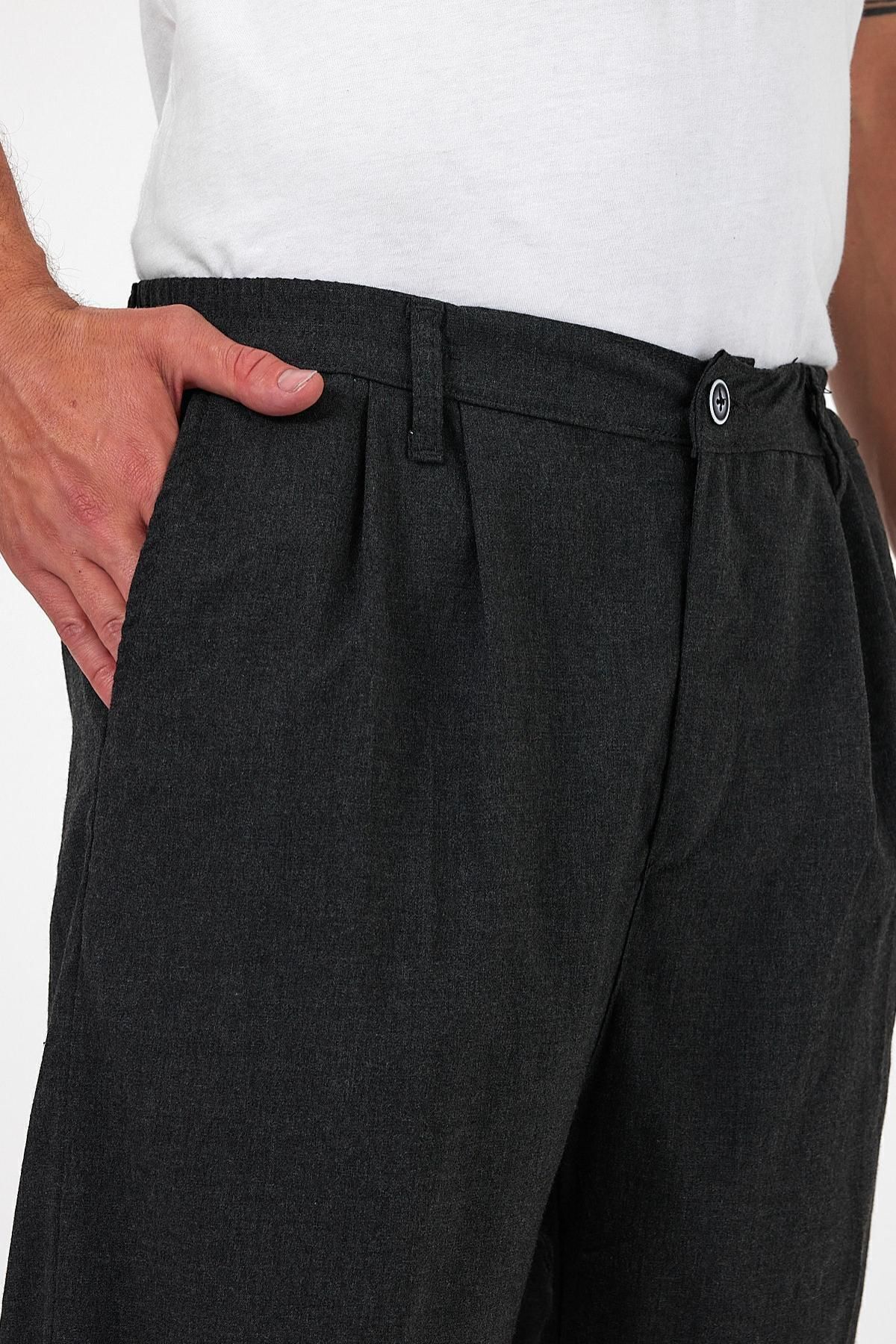 Erkek Oversize Esnek Bol Paça Antrasit Baggy Pantolon 4
