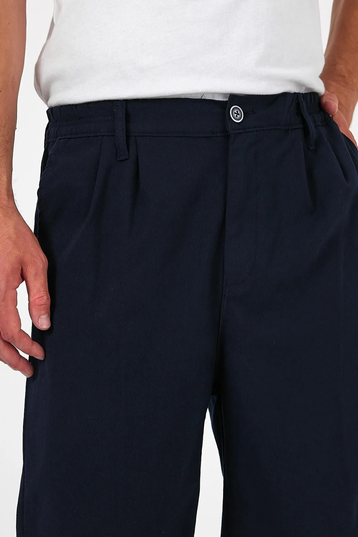 Erkek Oversize Esnek Bol Paça Lacivert Baggy Pantolon 4