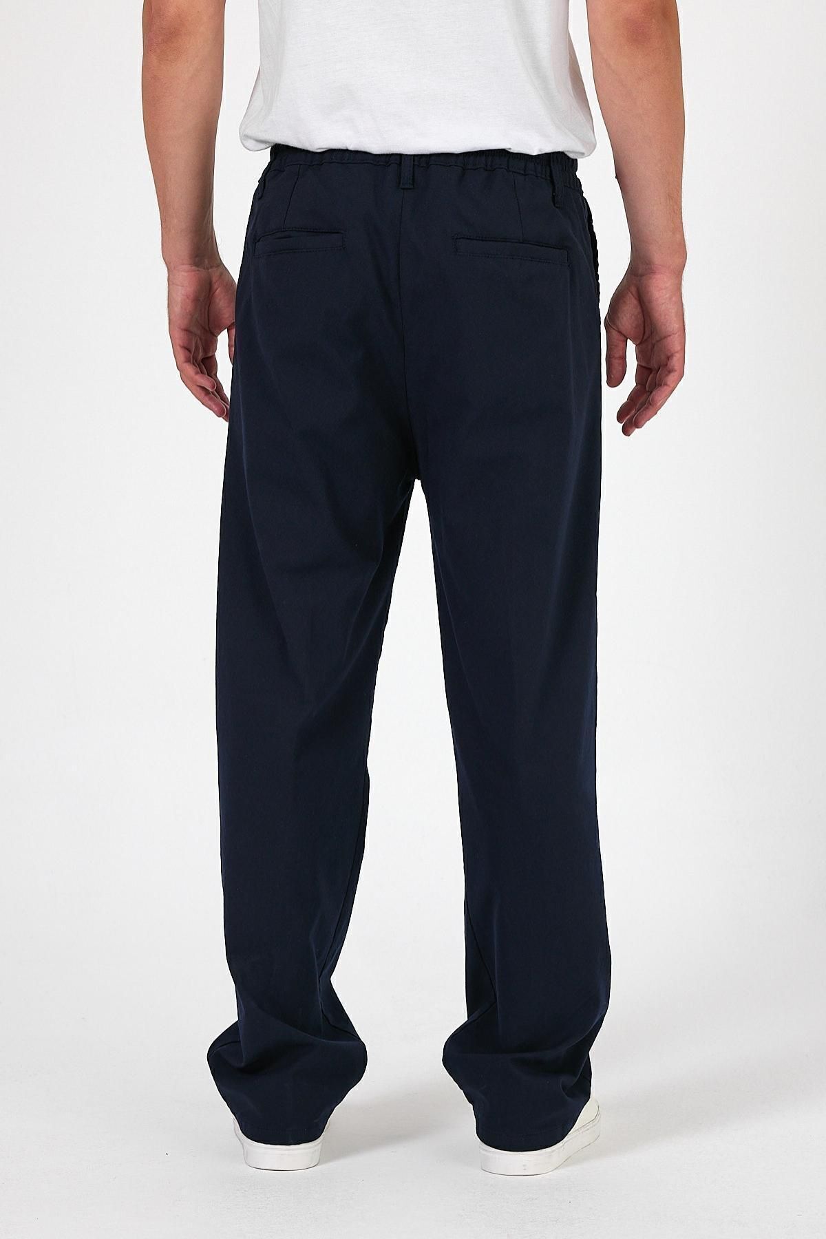 Erkek Oversize Esnek Bol Paça Lacivert Baggy Pantolon 5
