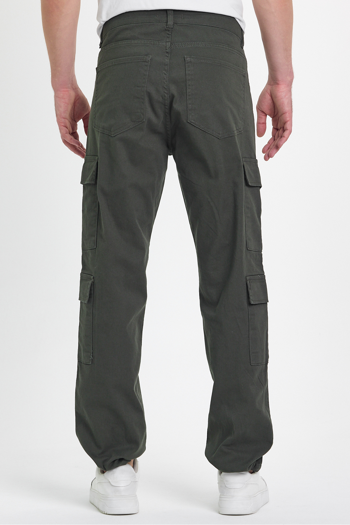 Erkek Bol Paça Oversize Baggy Haki Kargo Cepli Pantolon 5