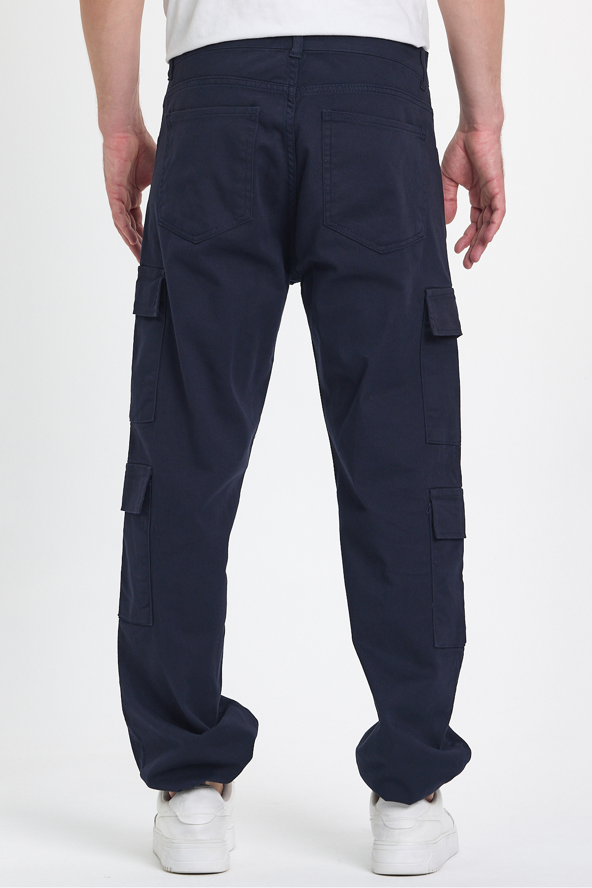 Erkek Bol Paça Oversize Baggy Laci Kargo Cepli Pantolon Lacivert 5