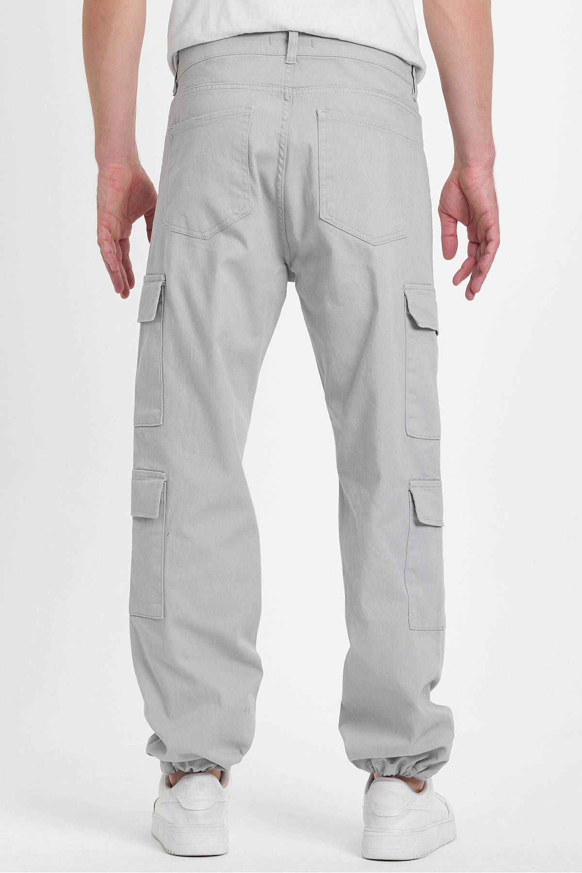 Erkek Bol Paça Oversize Baggy Gri Kargo Cepli Pantolon 5
