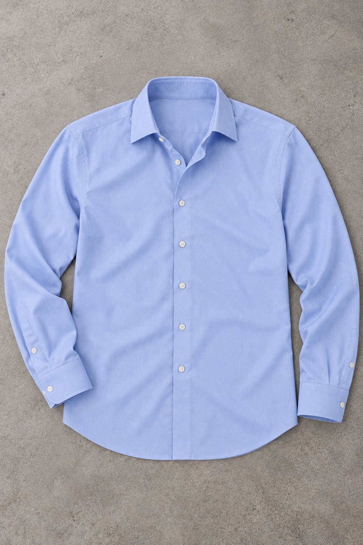 Erkek Klasik Yaka Uzun Kollu Düğmeli Slim Fit Açık Mavi Gömlek 4