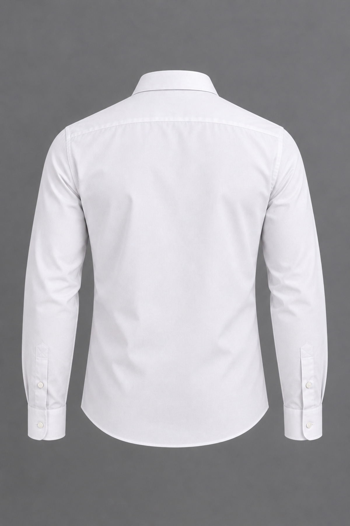 Erkek Klasik Yaka Uzun Kollu Düğmeli Slim Fit Beyaz Gömlek 3