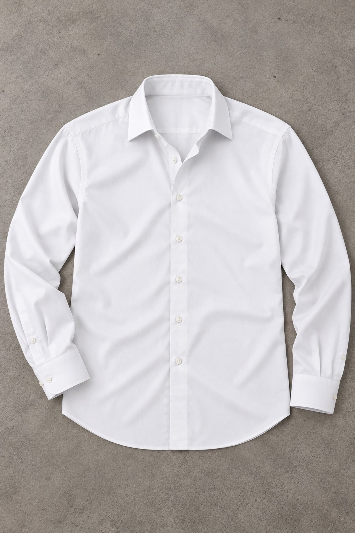 Erkek Klasik Yaka Uzun Kollu Düğmeli Slim Fit Beyaz Gömlek 4