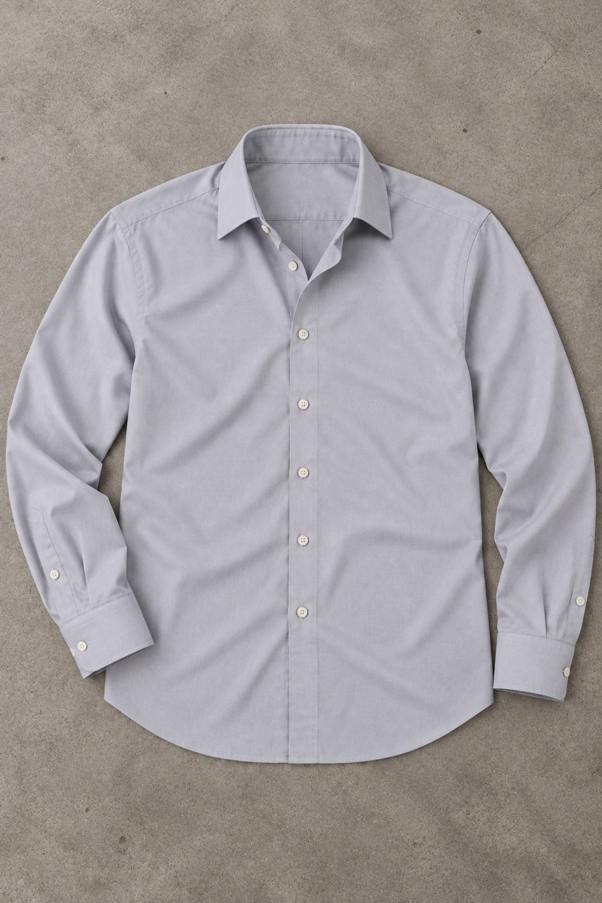 Erkek Klasik Yaka Uzun Kollu Düğmeli Slim Fit Gri Gömlek 4