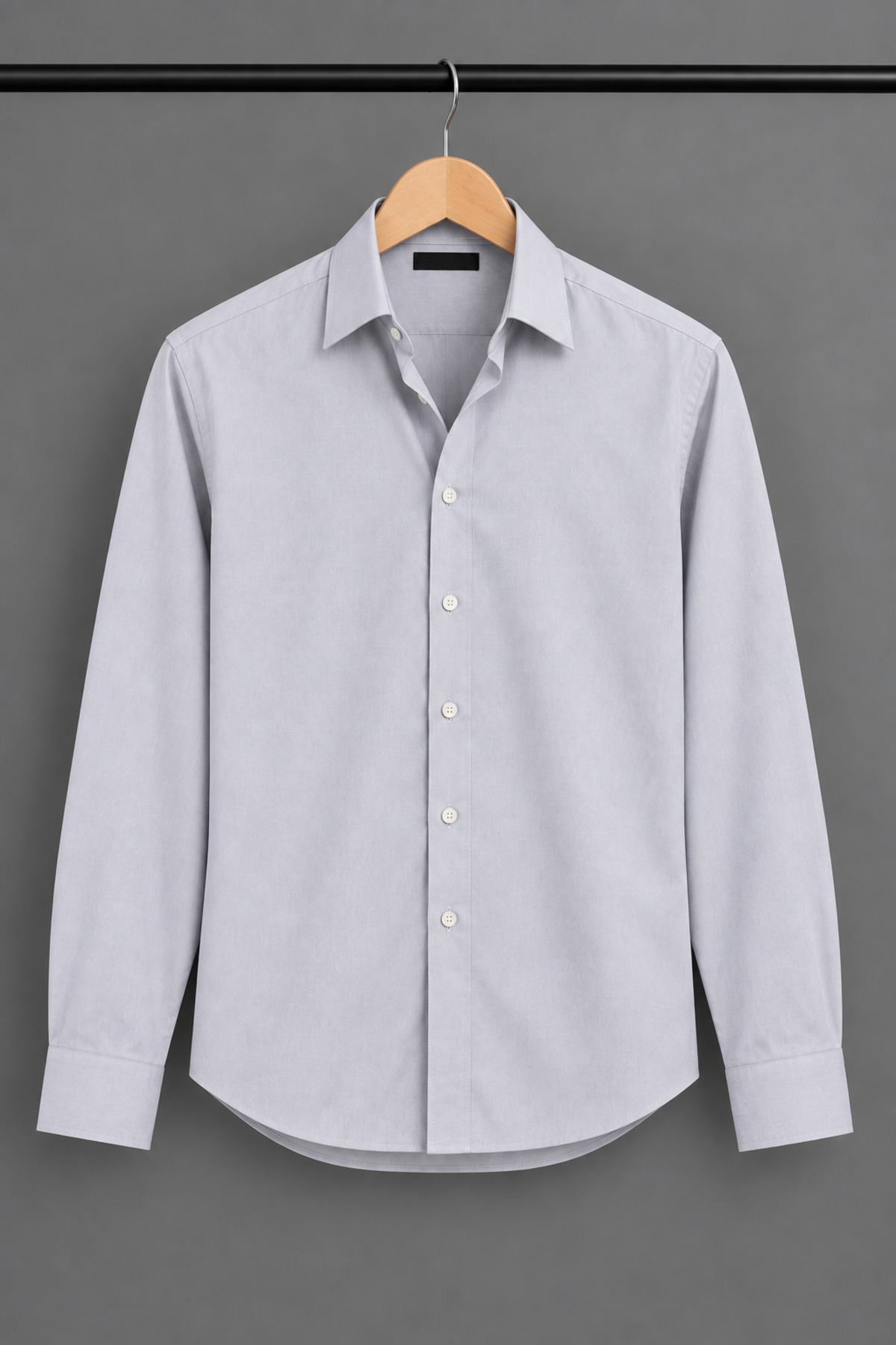 Erkek Klasik Yaka Uzun Kollu Düğmeli Slim Fit Gri Gömlek 6
