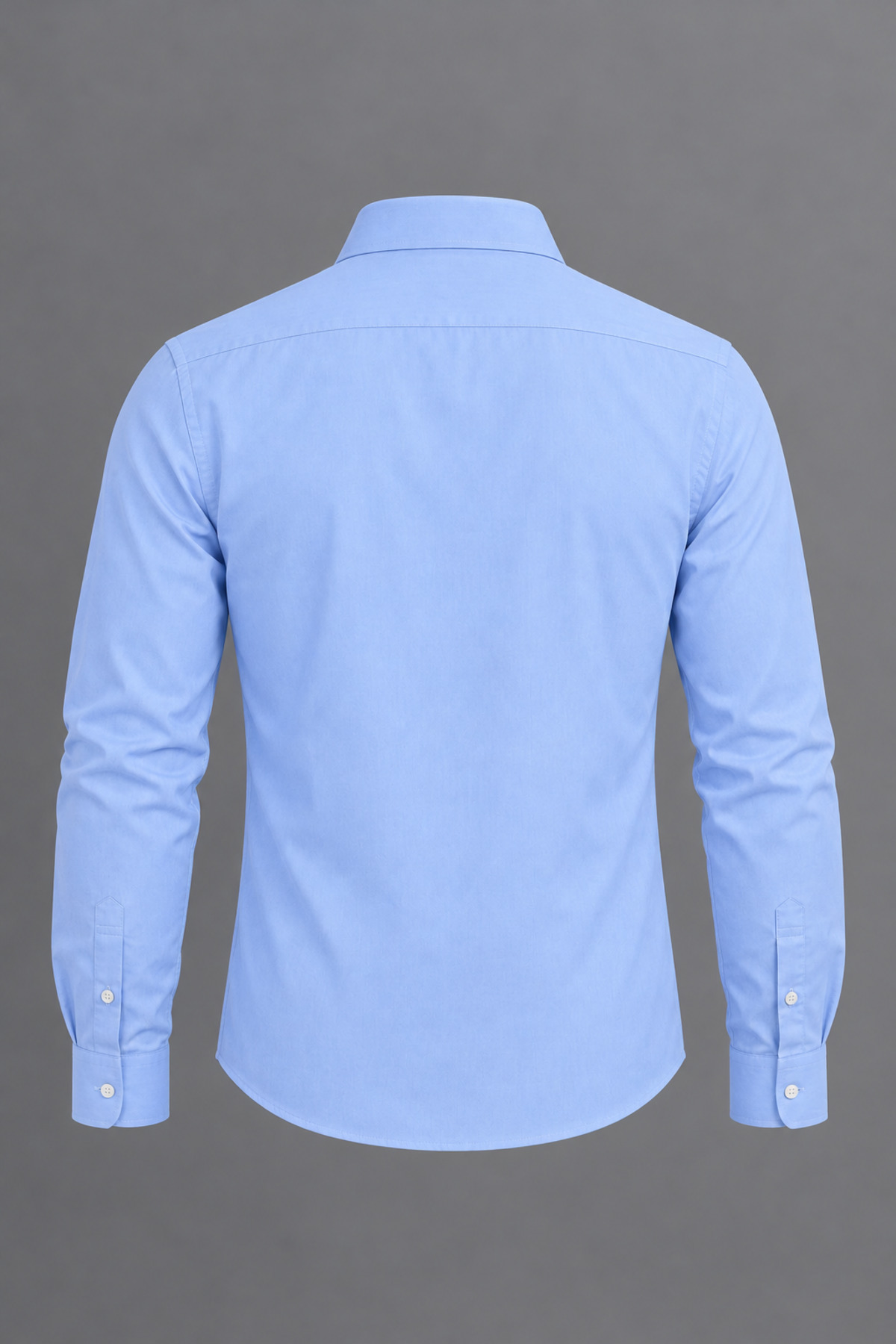 Erkek Klasik Yaka Uzun Kollu Düğmeli Slim Fit Mavi Gömlek 3