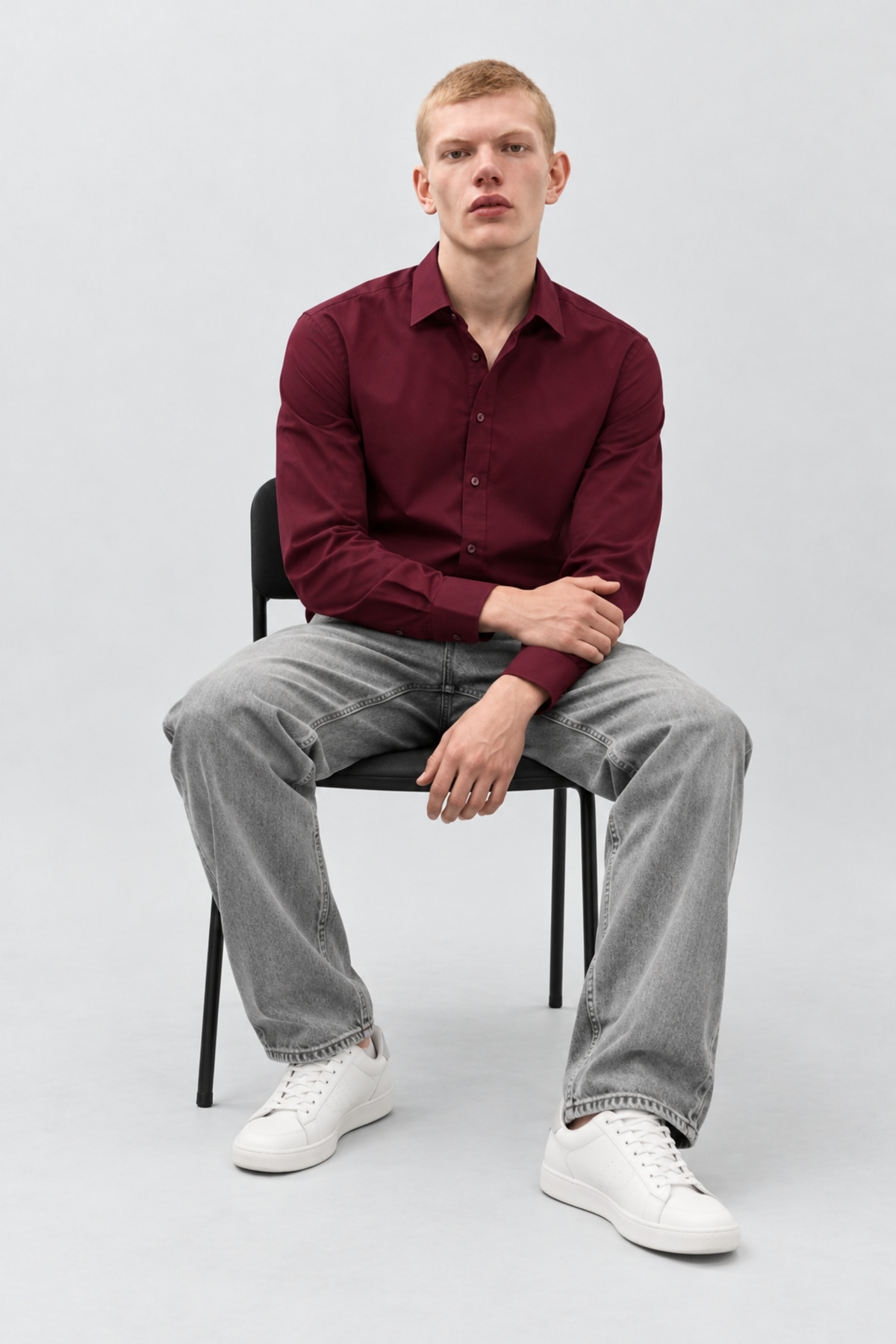 Erkek Klasik Yaka Casual Bordo Gömlek 6