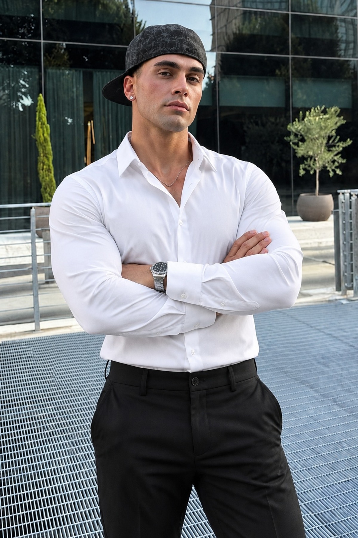 Erkek Slim Fit Uzun Kollu Klasik Beyaz Gömlek 5
