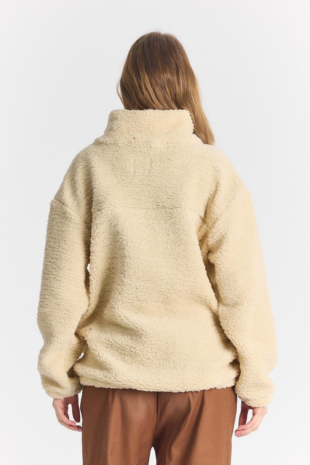 Sevgili Yarım Fermuar Oversize Krem Sweatshirt 5