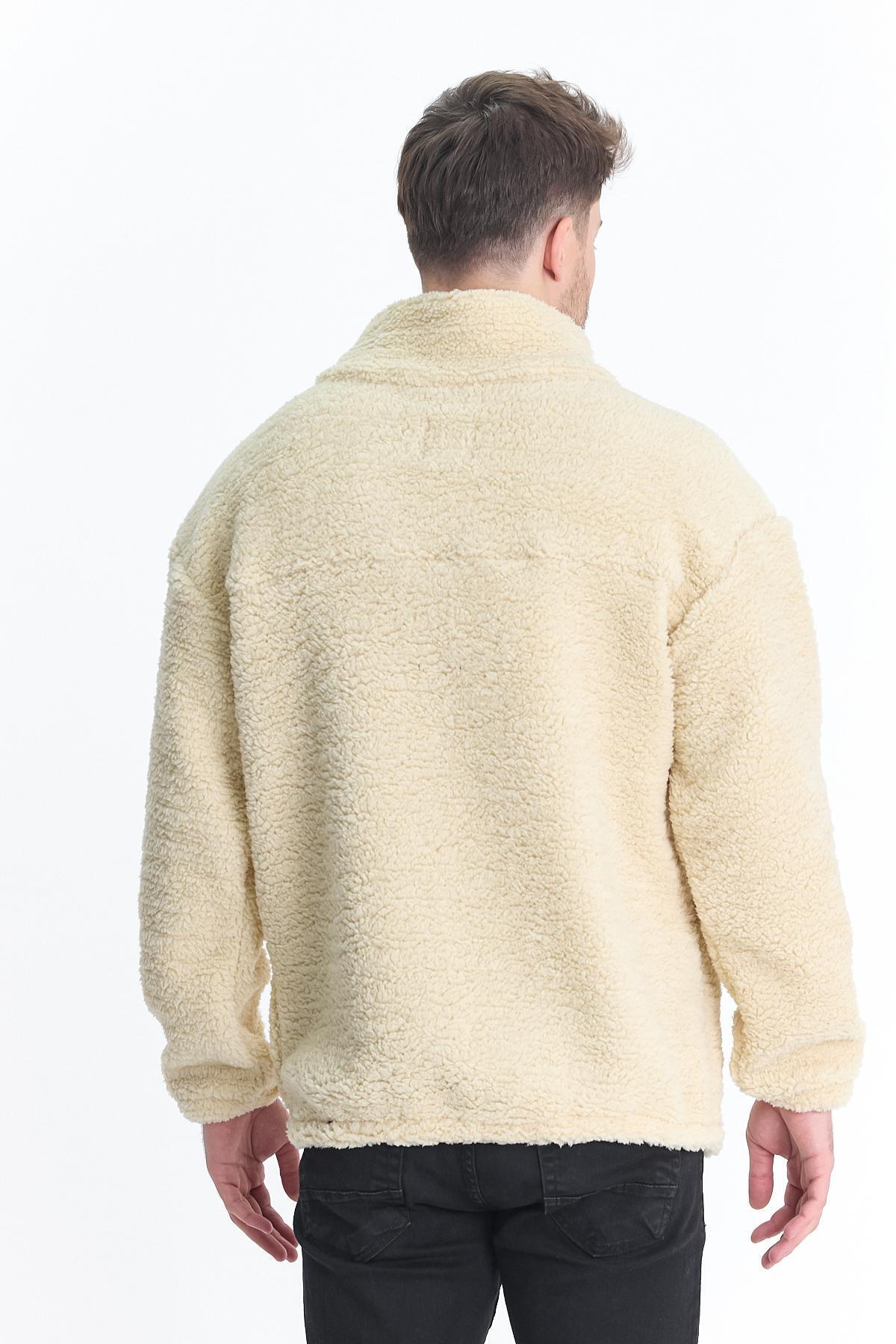 Sevgili Yarım Fermuar Oversize Krem Sweatshirt 4