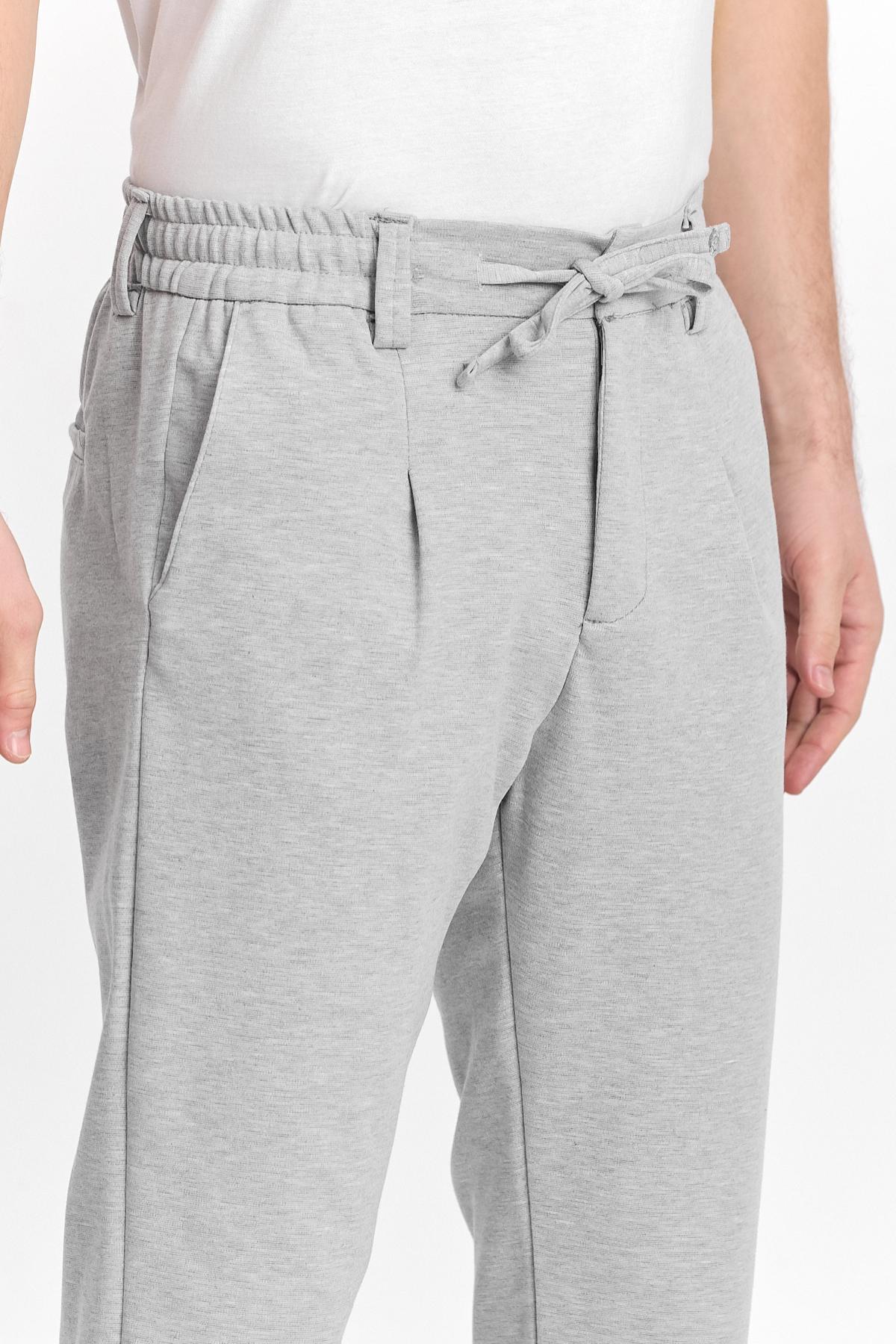 Erkek Rahat Lastikli Bol Klasik Gri Pantolon 4