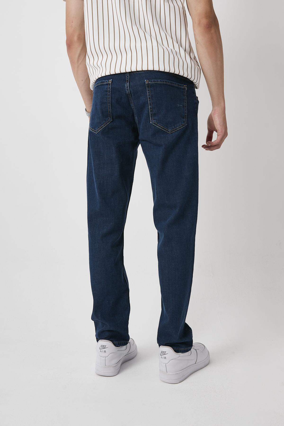 Erkek Esnek Bol Paça Baggy Lacivert Kot Pantolon 7