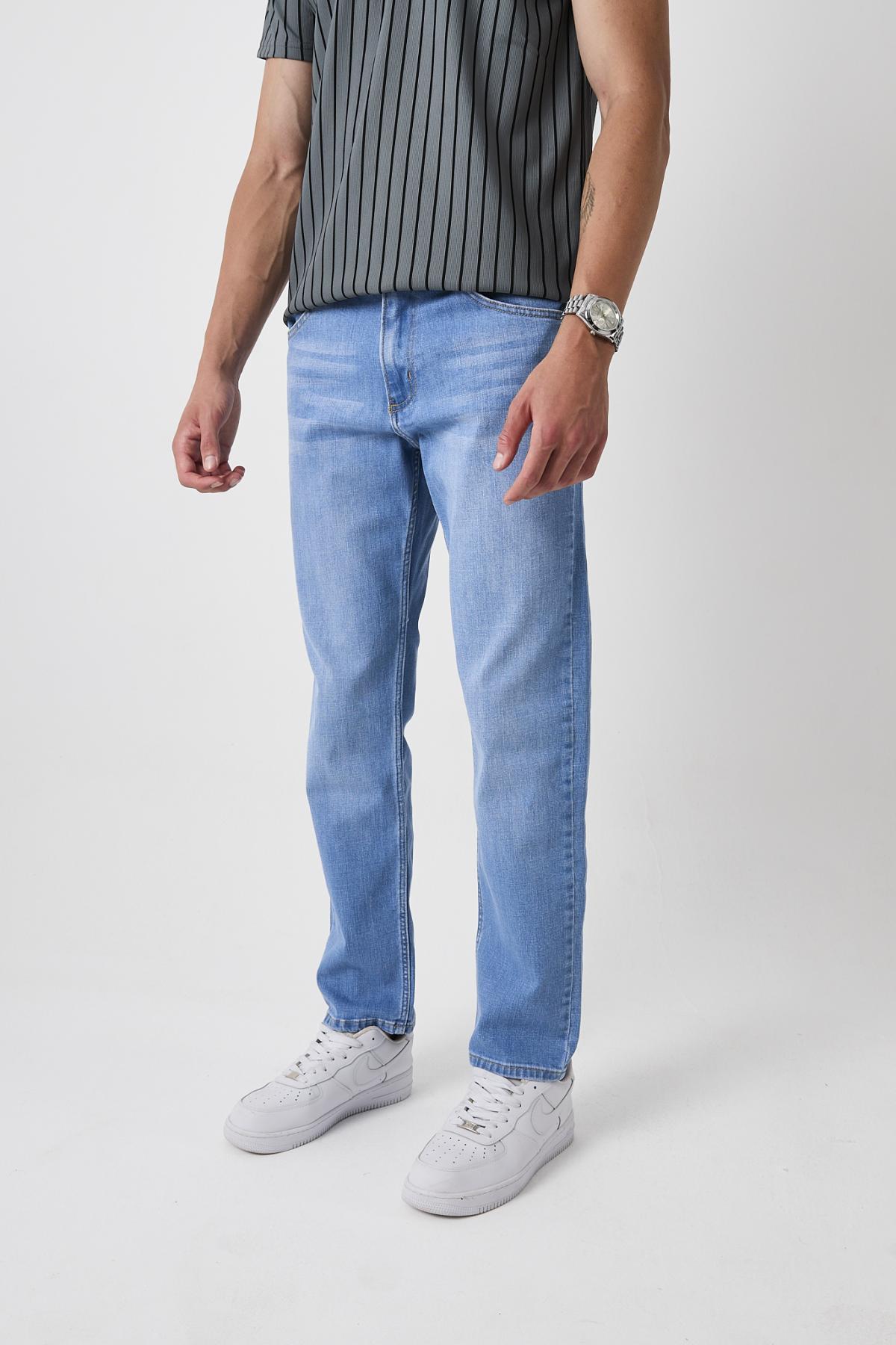 Erkek Bol Paça Esnek Baggy B.Mavi Kot Pantolon Buz Mavi 4