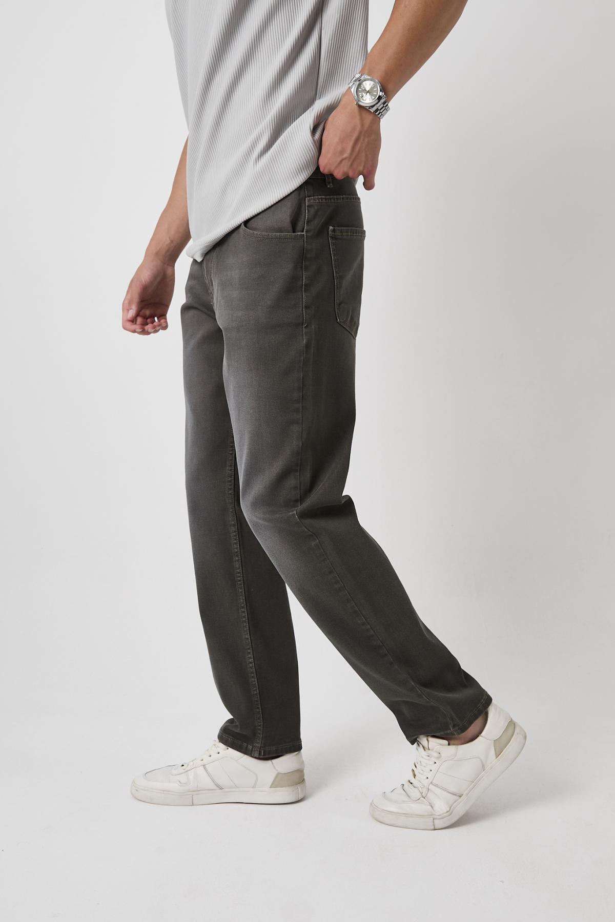 Erkek Bol Paça Esnek Baggy Füme Kot Pantolon 4