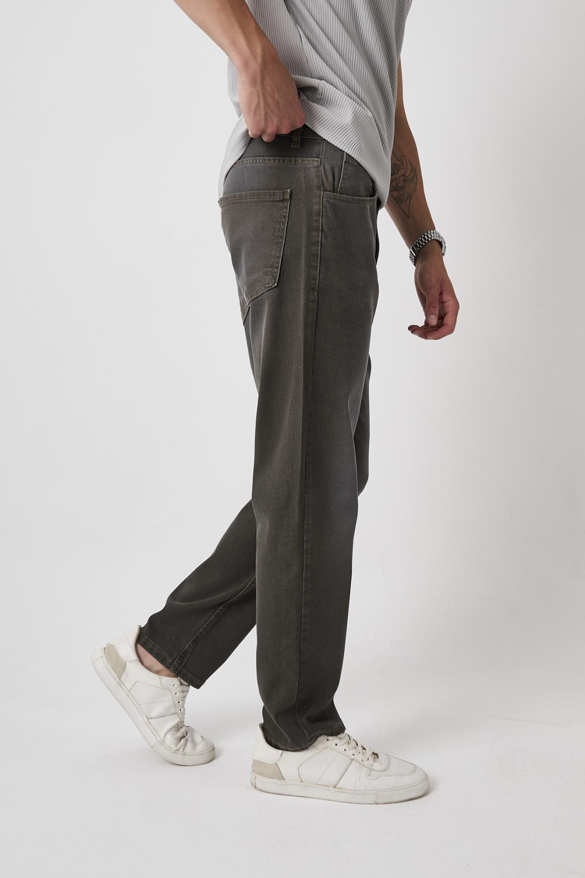 Erkek Bol Paça Esnek Baggy Füme Kot Pantolon 3