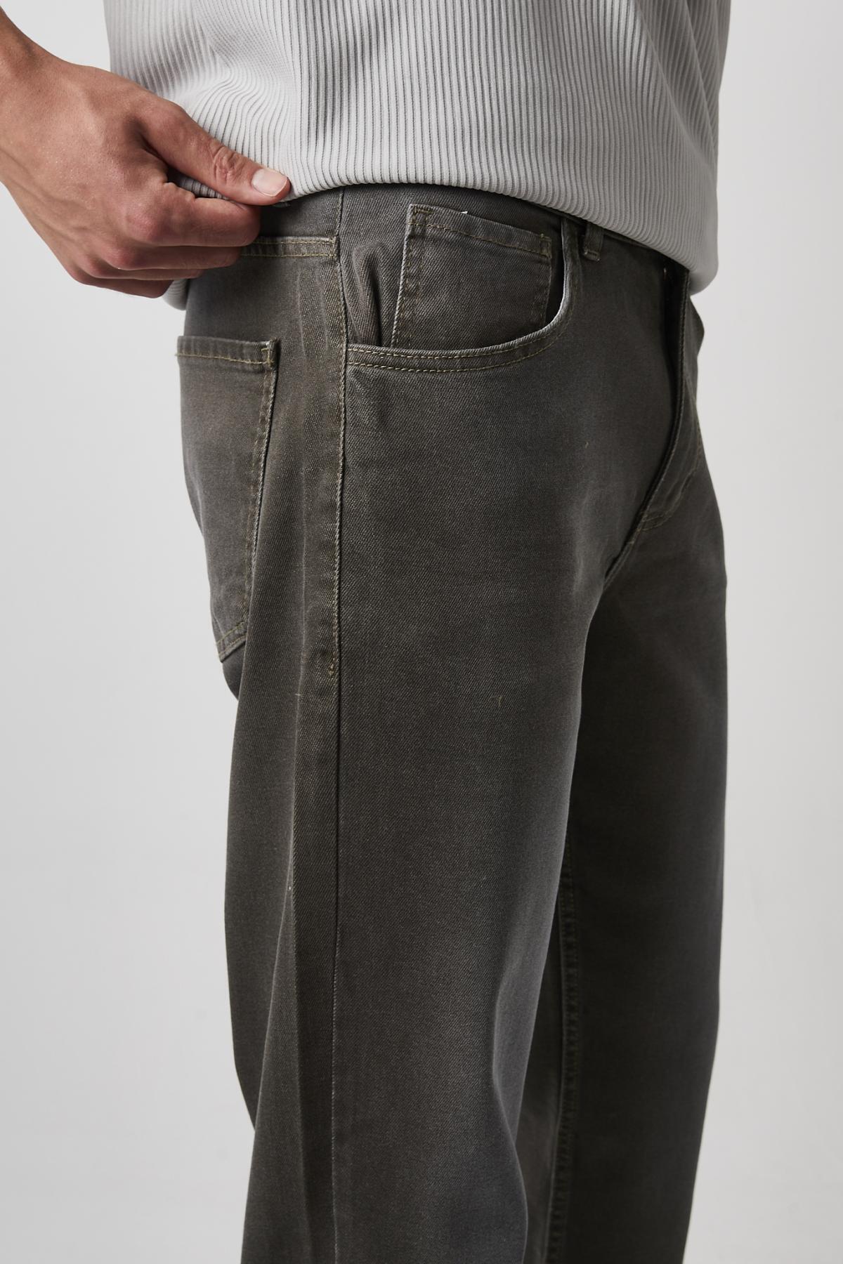 Erkek Bol Paça Esnek Baggy Füme Kot Pantolon 5