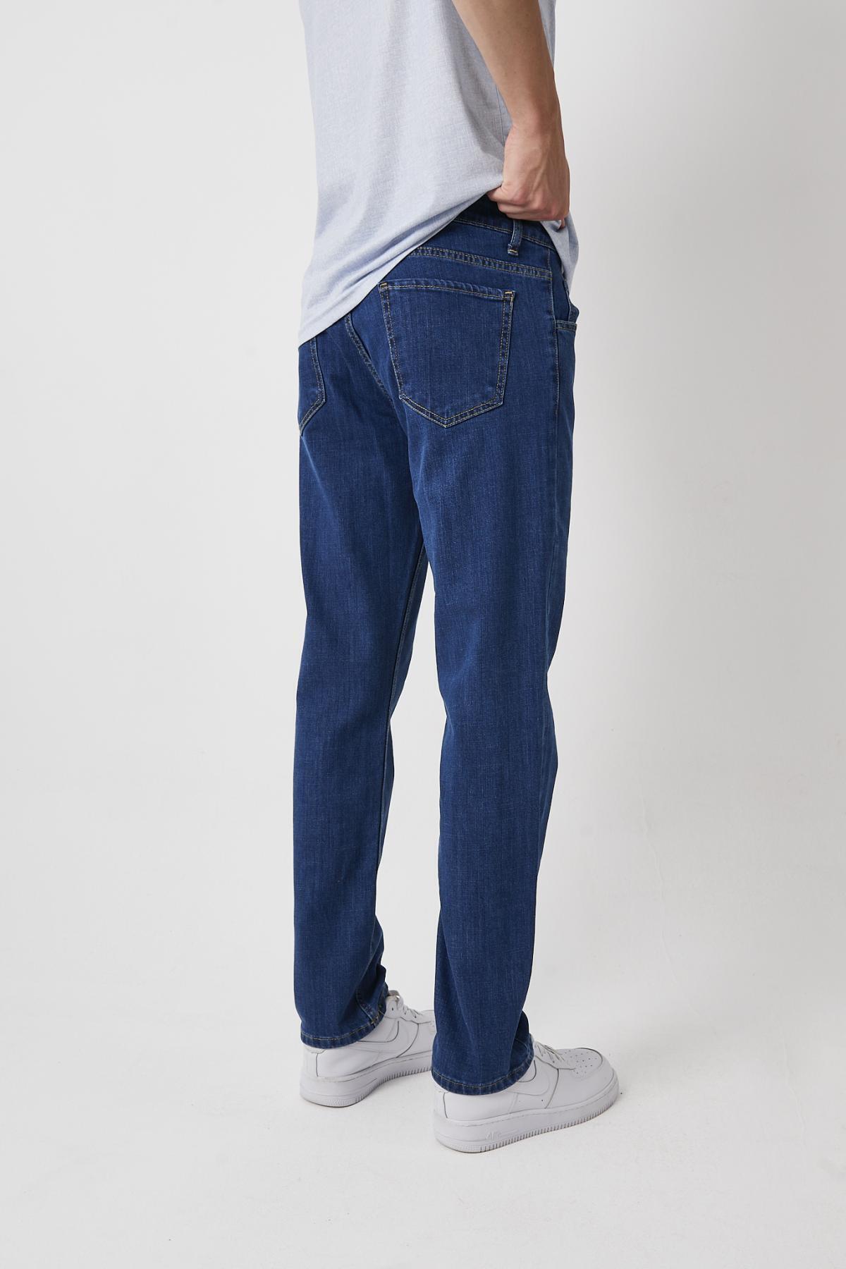 Erkek Bol Paça Esnek Baggy Lacivert Kot Pantolon 5