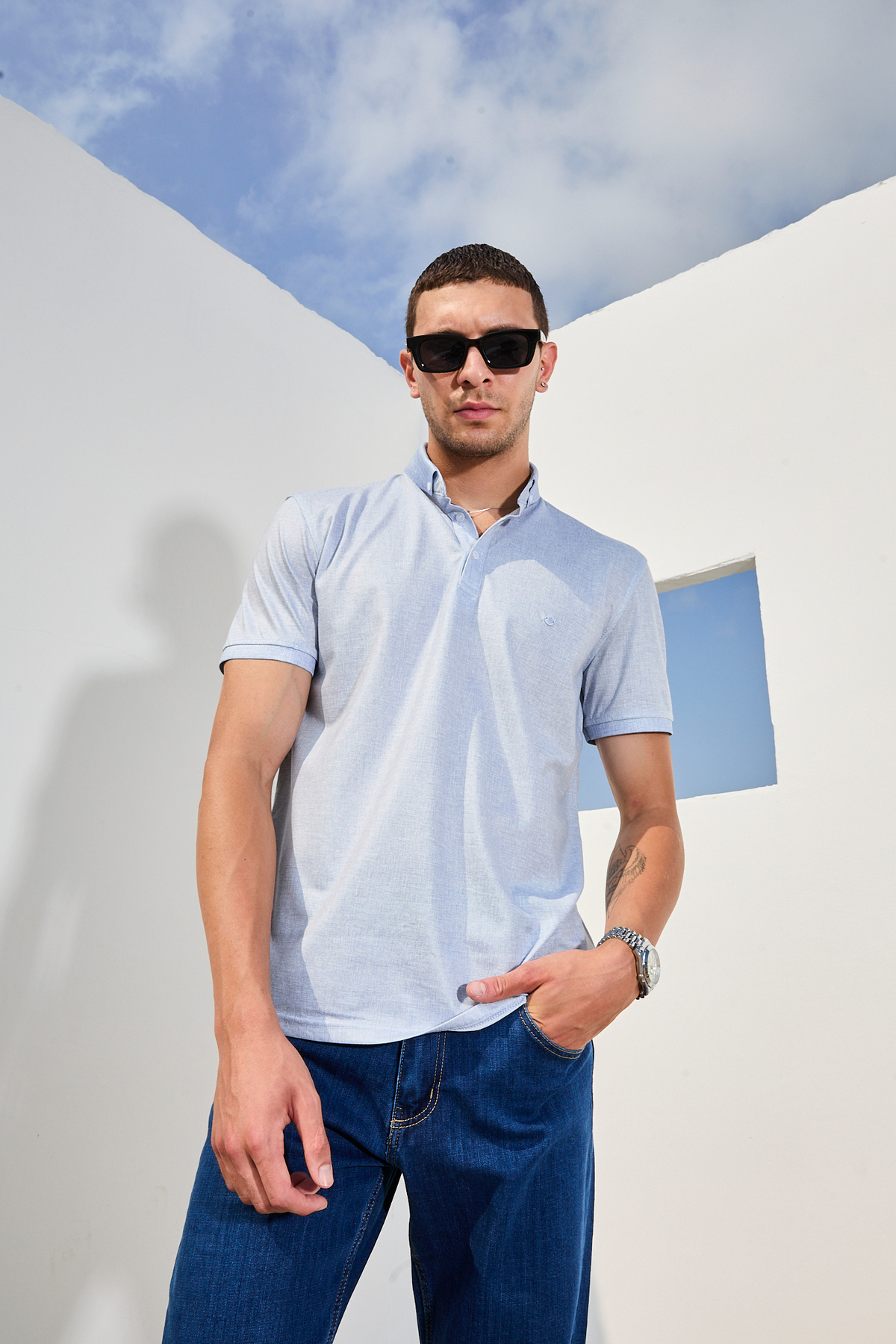 Erkek 2li Paket Basic Bol Keten Polo Yaka Tişört 4