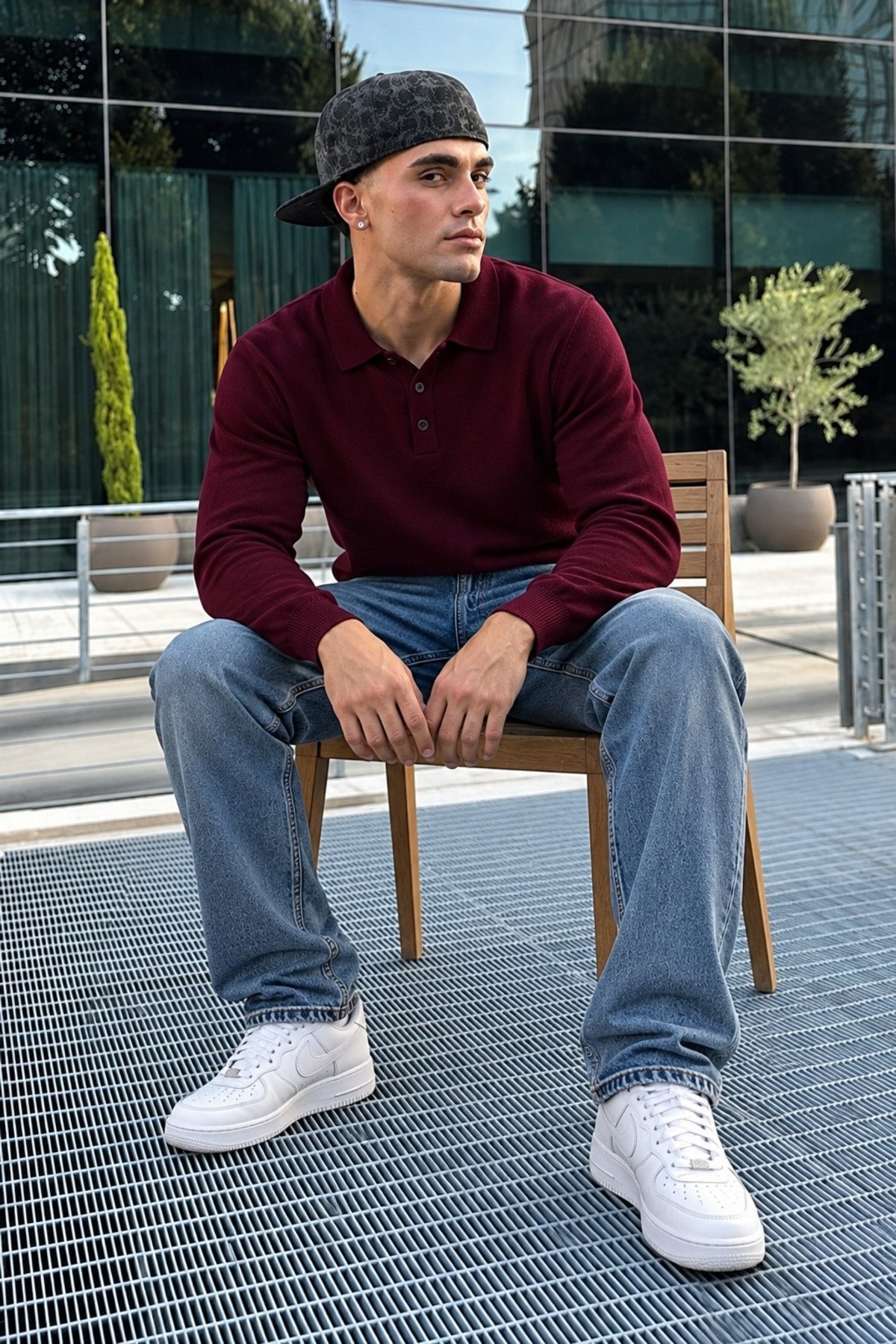 Erkek Polo Yakalı Uzun Kollu Bordo Triko Kazak 4