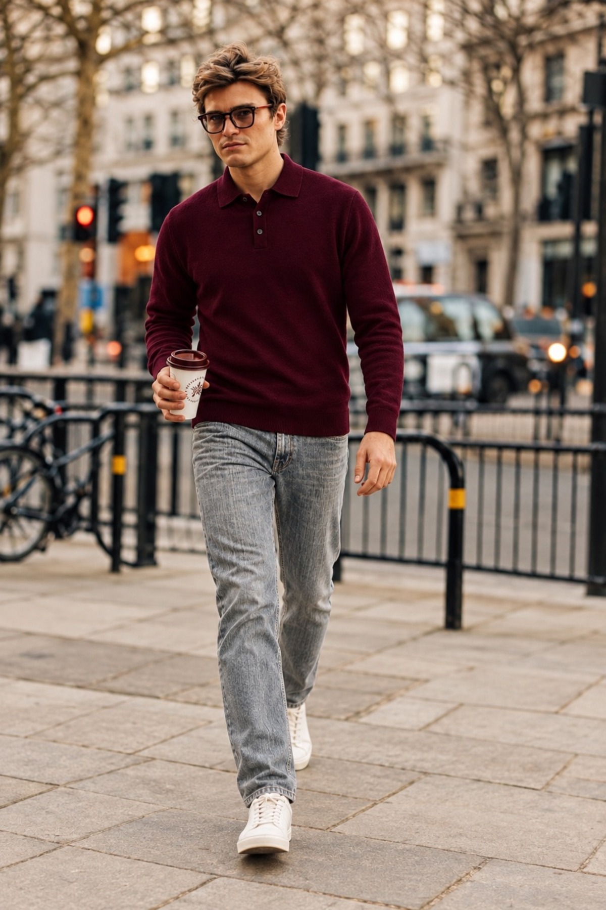 Erkek Polo Yaka Bordo Triko Kazak 6