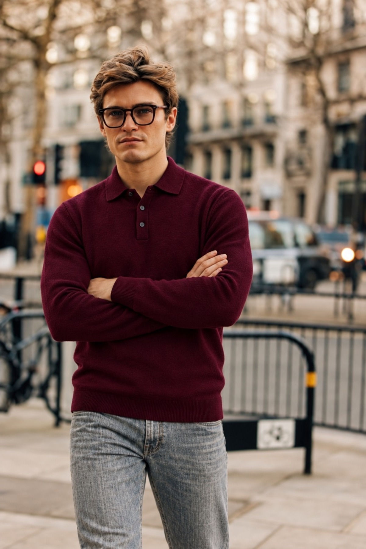 Erkek Polo Yaka Bordo Triko Kazak 5
