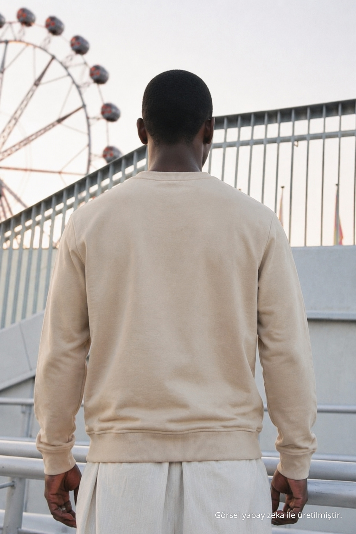 Erkek Regular Fit Baskılı Bisiklet Yaka Krem Sweatshirt 6
