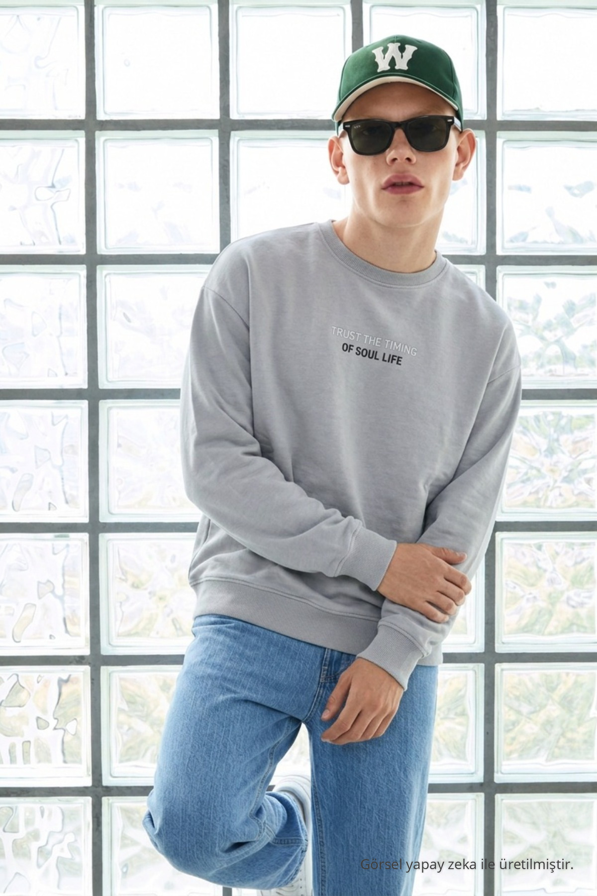 Erkek Uzun Kol Bisiklet Yaka Antrasit Sweatshirt 3