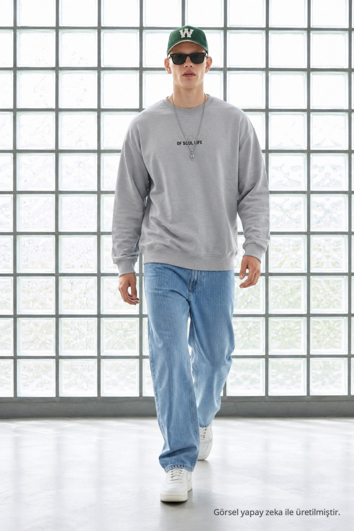 Erkek Uzun Kol Bisiklet Yaka Antrasit Sweatshirt 4