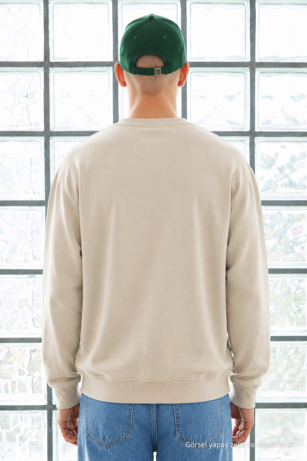 Erkek Uzun Kol Bisiklet Yaka Krem Sweatshirt 6