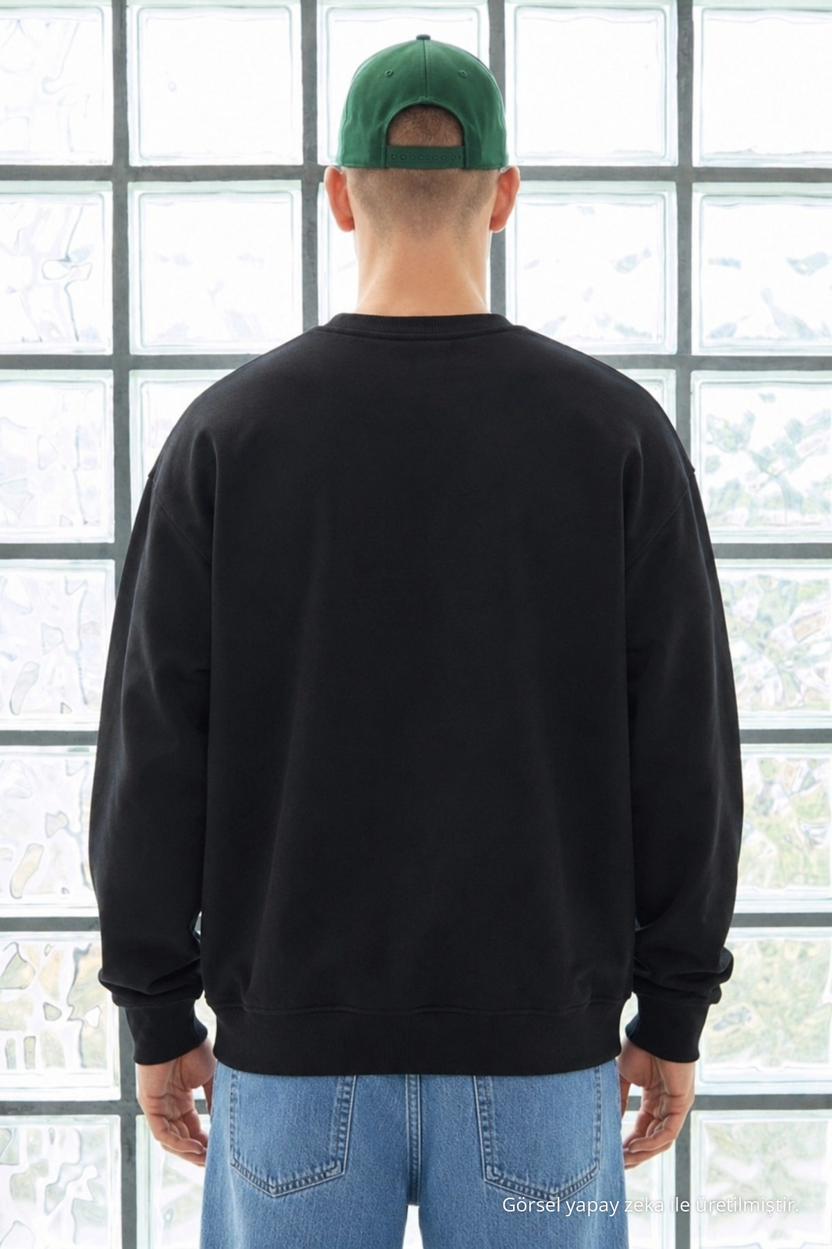 Erkek Uzun Kol Bisiklet Yaka Siyah Sweatshirt 6