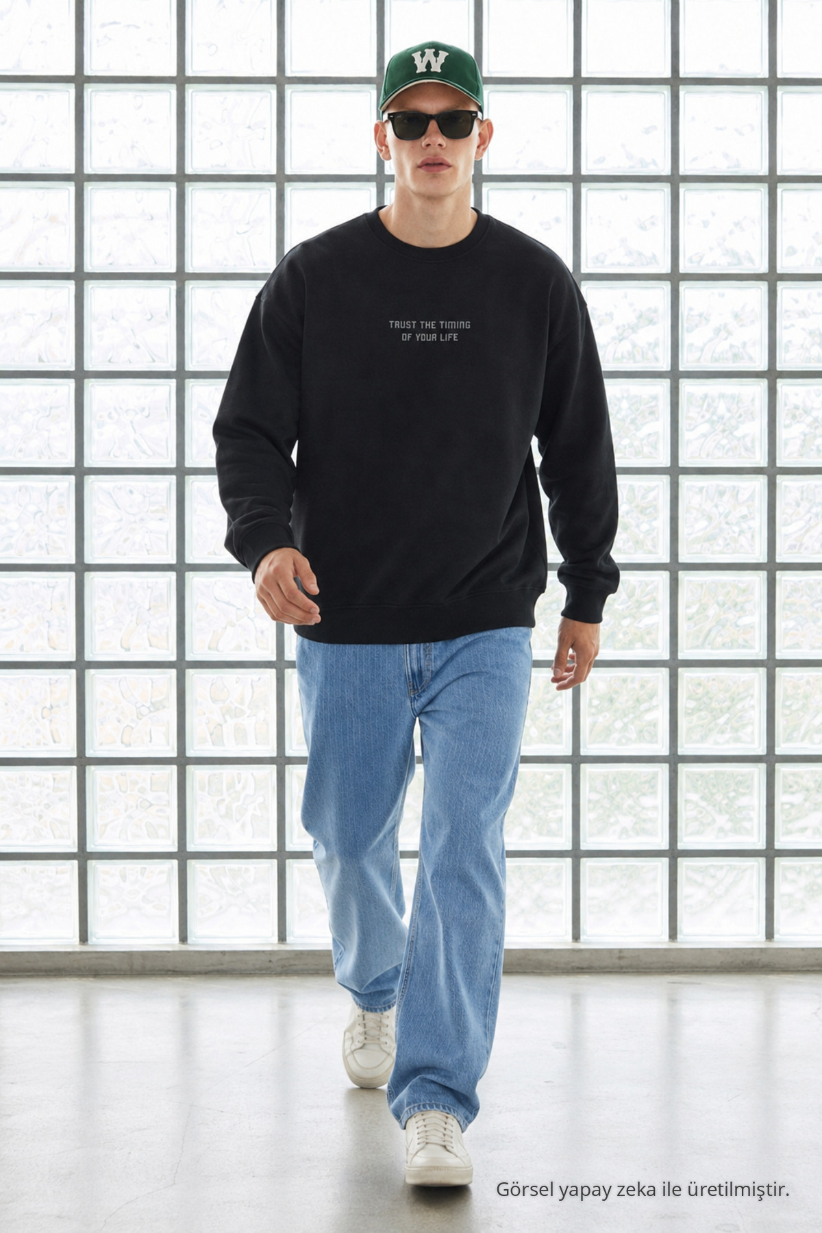 Erkek Uzun Kol Bisiklet Yaka Siyah Sweatshirt 4