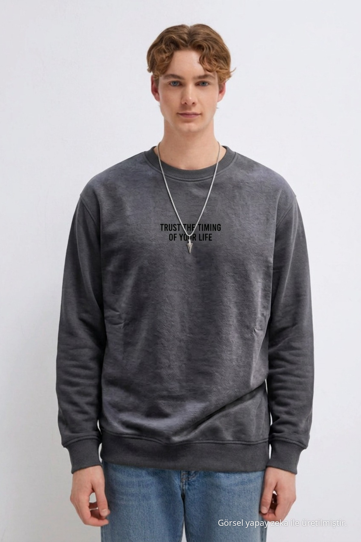 Erkek Premium Pamuklu Bol Füme Baskılı Sweatshirt 6
