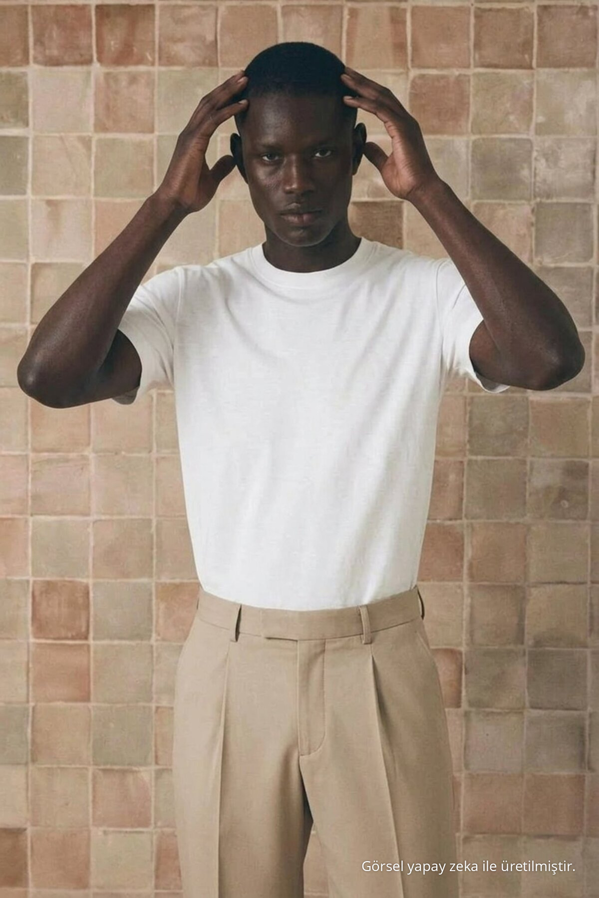 Erkek Klasik Relaxed Fit Beyaz Tişört 4