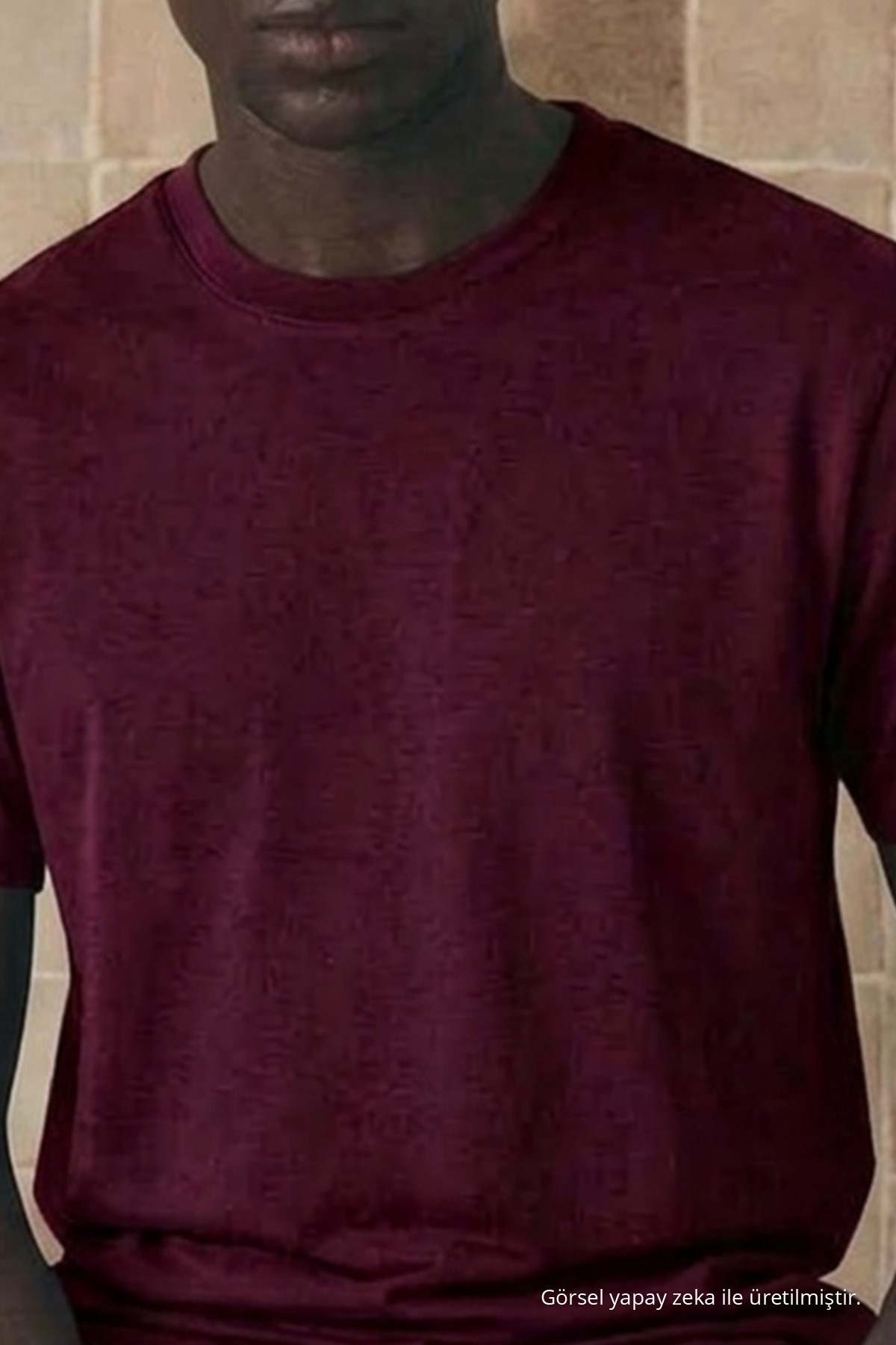 Erkek Klasik Relaxed Fit Bordo Tişört 6