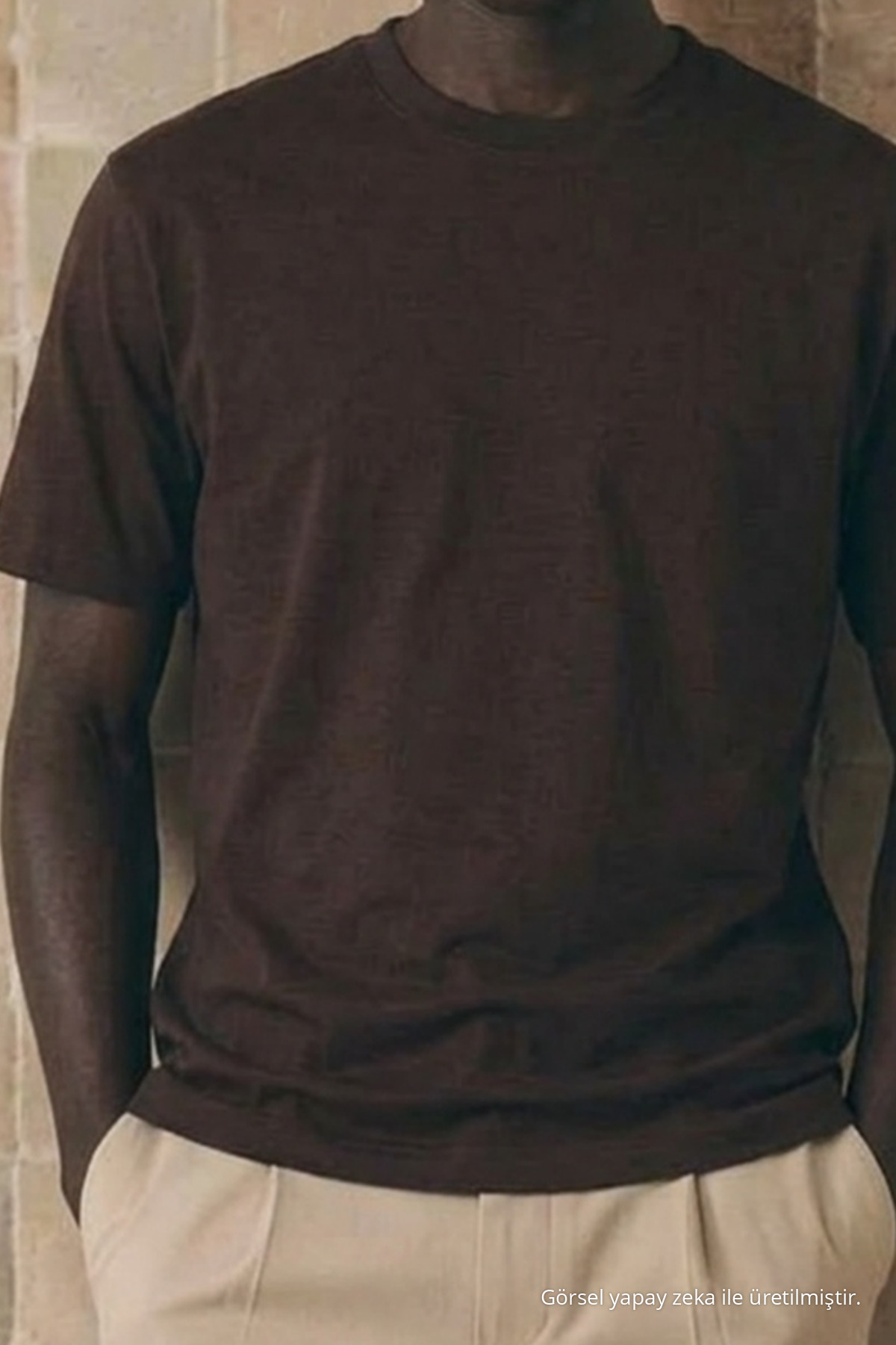 Erkek Klasik Relaxed Fit Kahve Tişört 6