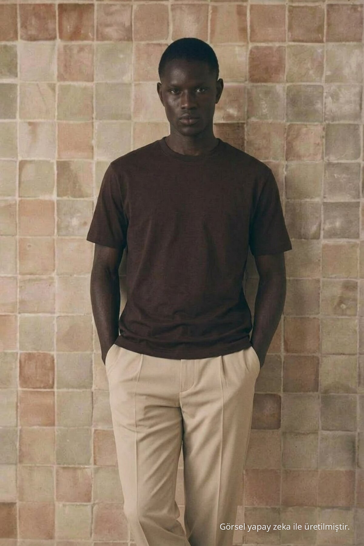 Erkek Klasik Relaxed Fit Kahve Tişört 3