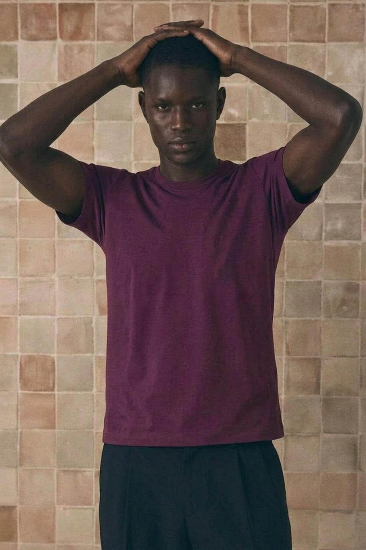 Erkek Klasik Relaxed Fit Bordo Tişört 4