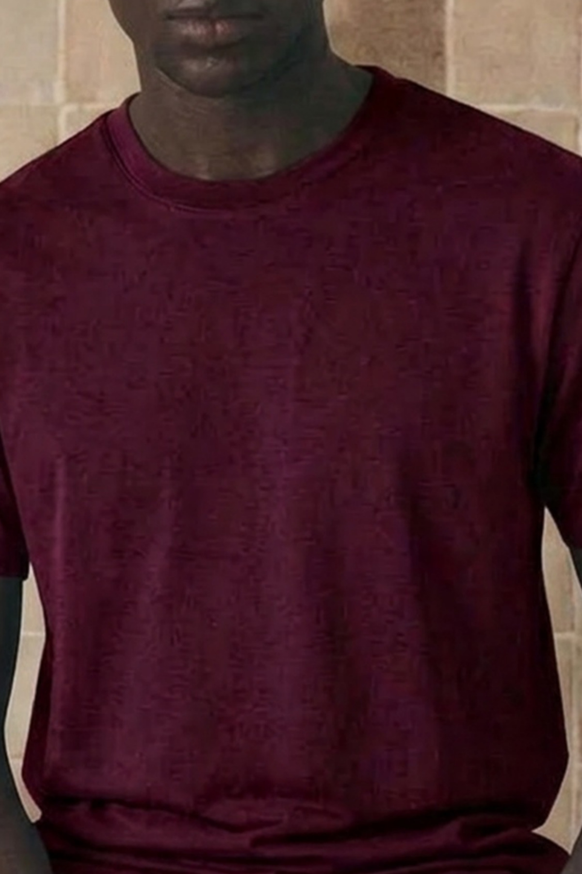 Erkek Klasik Relaxed Fit Bordo Tişört 6