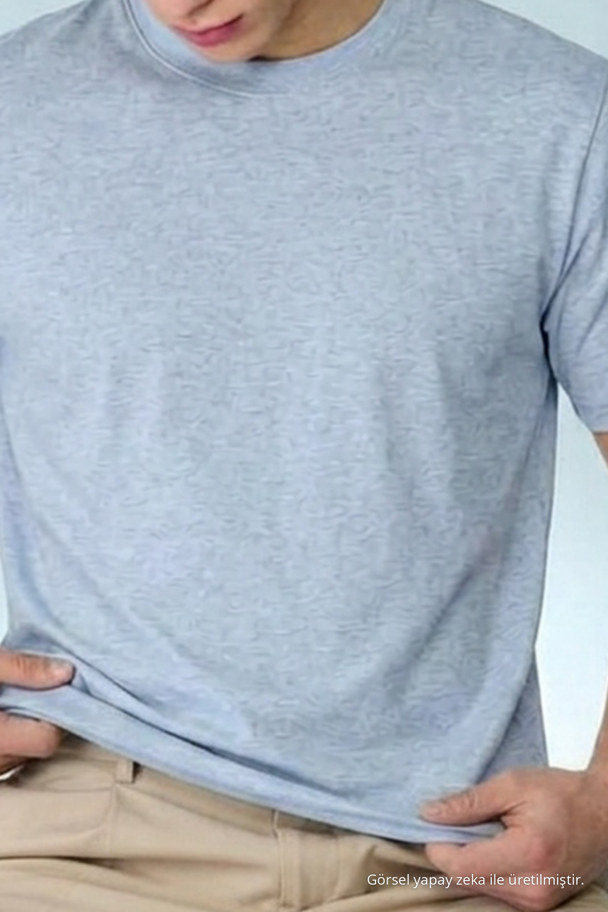 Erkek Casual Straight Bebe Mavi Esnek Tişört 6