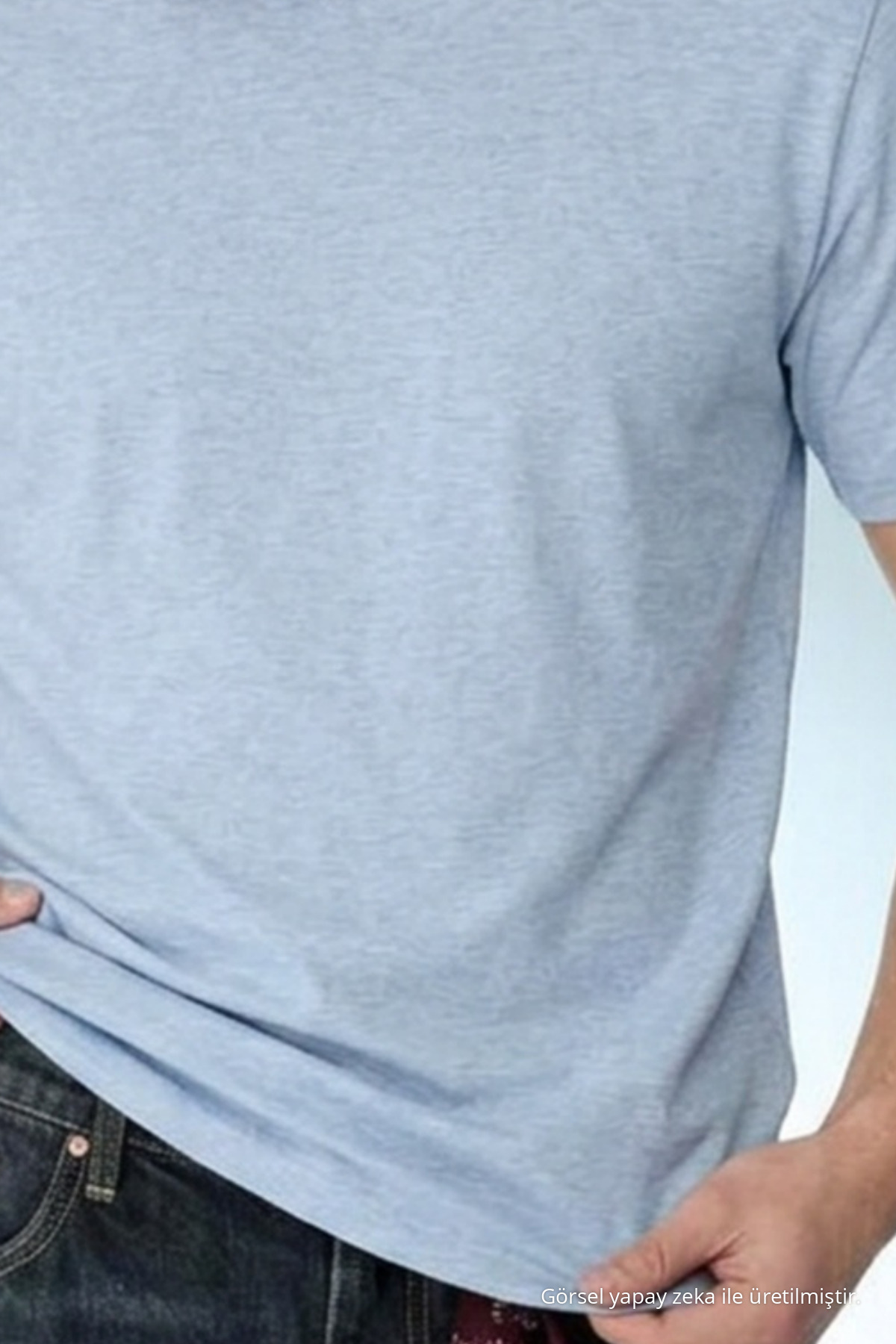 Erkek Casual Straight Bebe Mavi Esnek Tişört 5