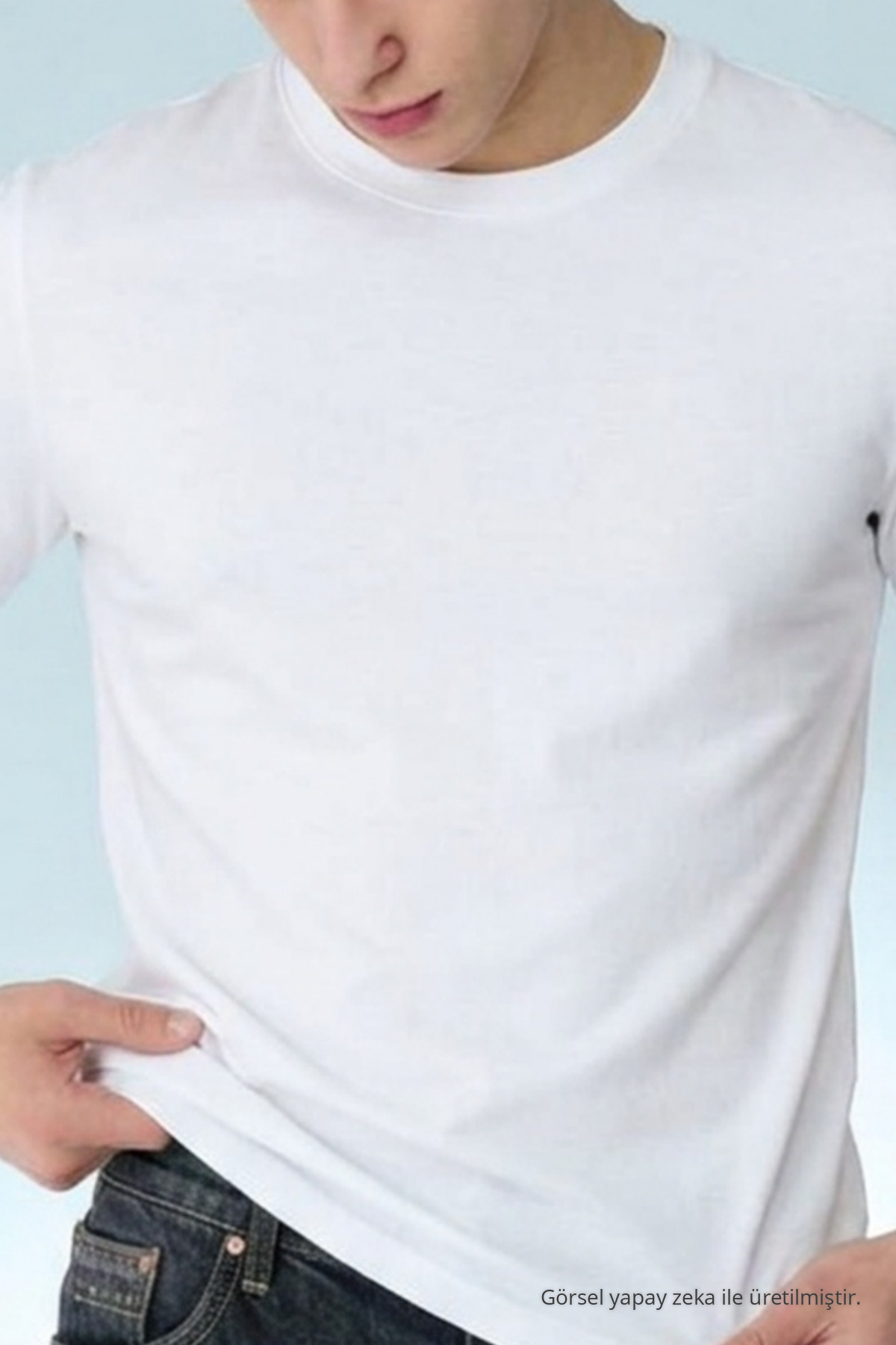 Erkek Casual Straight Beyaz Esnek Tişört 5