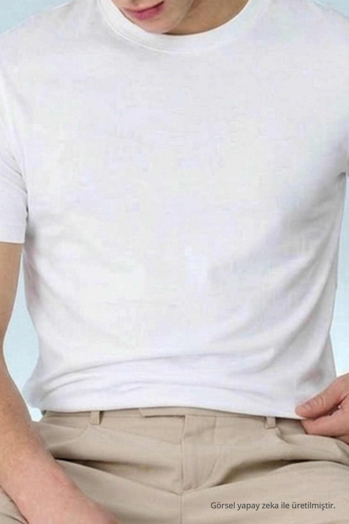 Erkek Casual Straight Beyaz Esnek Tişört 6