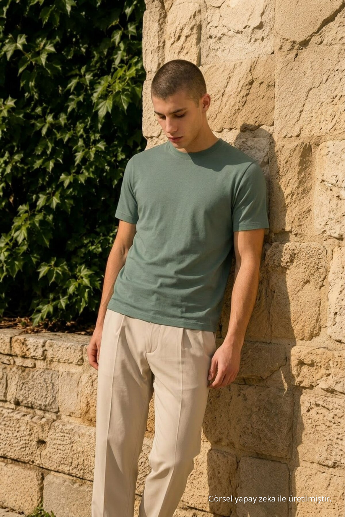 Erkek Casual Straight Çağla Esnek Tişört 3